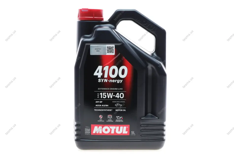 Олива 15W40 4100 Syn-nergy (5L) (API SP) (ACEA A3/B4) (113158) MOTUL 386506 (фото 1)