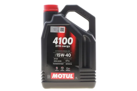 Олива 15W40 4100 Syn-nergy (4L) (API SP) (ACEA A3/B4) (113150) MOTUL 386507