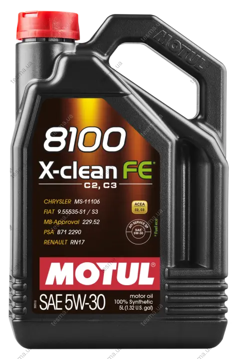 Олива 5W30 X-clean FE 8100 (5L) (ACEA C2/C3/API SP/MB229.52/PSA B71 2290/RN17) 112781 MOTUL 814151 (фото 1)