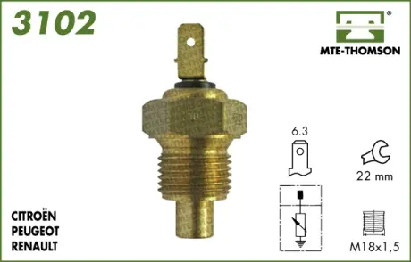 Coolant temperature sensor. Датчик температуры охлаждающей жидкости MTE-THOMSON 3102