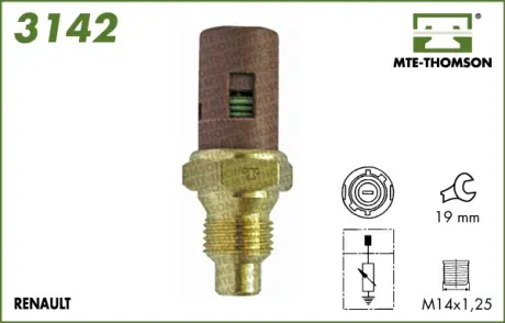 Coolant temperature sensor. Датчик температуры охлаждающей жидкости MTE-THOMSON 3142