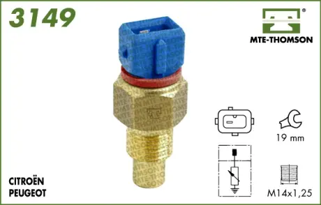 Coolant temperature sensor. Датчик температуры охлаждающей жидкости MTE-THOMSON 3149