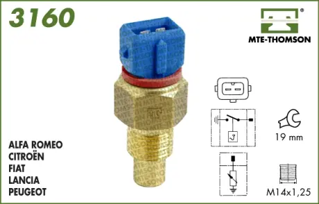 Coolant temperature sensor. Датчик температуры охлаждающей жидкости MTE-THOMSON 3160