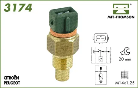 Coolant temperature sensor. Датчик температуры охлаждающей жидкости MTE-THOMSON 3174
