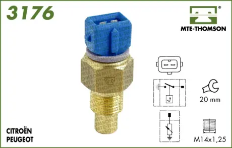 Coolant temperature sensor. Датчик температуры охлаждающей жидкости MTE-THOMSON 3176