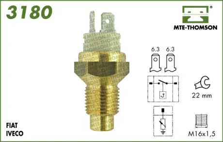Coolant temperature sensor. Датчик температуры охлаждающей жидкости MTE-THOMSON 3180