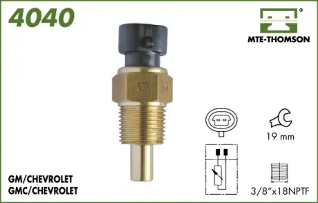 Coolant temperature sensor. Датчик температуры охлаждающей жидкости MTE-THOMSON 4040