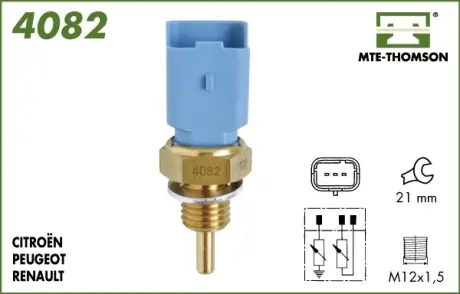 Coolant temperature sensor. Датчик температуры охлаждающей жидкости MTE-THOMSON 4082