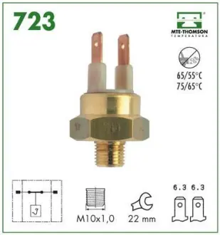 Coolant warning lamp temperature switch. Датчик сигнальной лампы охлаждающей жидкости MTE-THOMSON 723