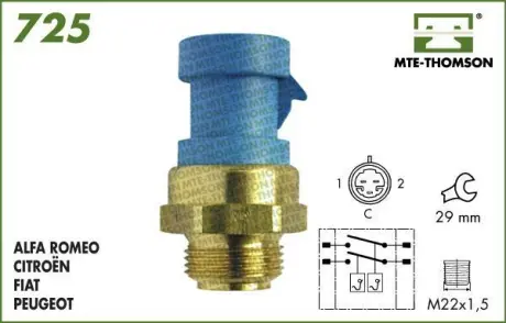 Radiator fan temperature switch. Датчик температуры вентилятора охлаждающей жидкости MTE-THOMSON 725