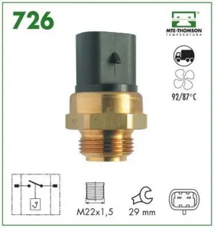 Radiator fan temperature switch. Датчик температуры вентилятора охлаждающей жидкости MTE-THOMSON 726