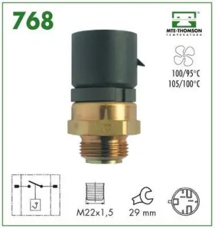 Radiator fan temperature switch. Датчик температуры вентилятора охлаждающей жидкости MTE-THOMSON 768