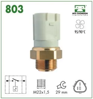 Radiator fan temperature switch. Датчик температуры вентилятора охлаждающей жидкости MTE-THOMSON 803