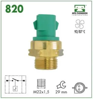 Radiator fan temperature switch. Датчик температуры вентилятора охлаждающей жидкости MTE-THOMSON 820