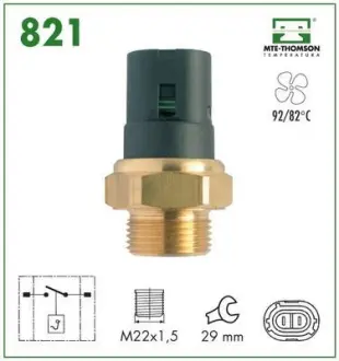 Radiator fan temperature switch. Датчик температуры вентилятора охлаждающей жидкости MTE-THOMSON 821