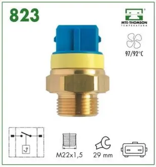 Radiator fan temperature switch. Датчик температуры вентилятора охлаждающей жидкости MTE-THOMSON 823