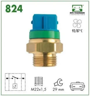 Radiator fan temperature switch. Датчик температуры вентилятора охлаждающей жидкости MTE-THOMSON 824