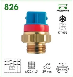 Radiator fan temperature switch. Датчик температуры вентилятора охлаждающей жидкости MTE-THOMSON 826