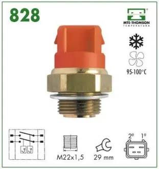 Radiator fan temperature switch. Датчик температуры вентилятора охлаждающей жидкости MTE-THOMSON 828