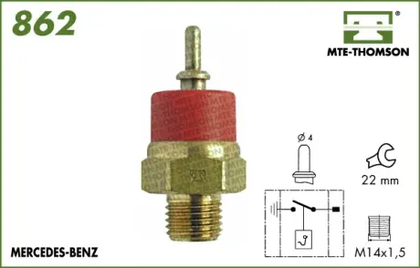Coolant warning lamp temperature switch. Датчик сигнальной лампы охлаждающей жидкости MTE-THOMSON 862