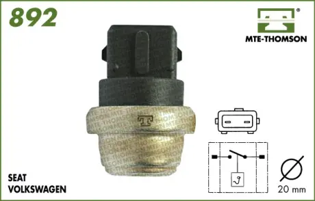Coolant warning lamp temperature switch. Датчик сигнальной лампы охлаждающей жидкости MTE-THOMSON 892