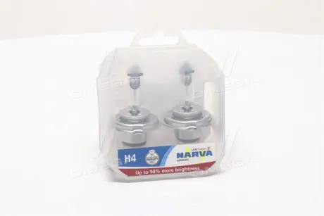 Лампа розжарювання SET H4 12V 60-55 W P43t RANGE POWER +90 (к-т 2шт) (вир-во Narva) NARVA 48003S2