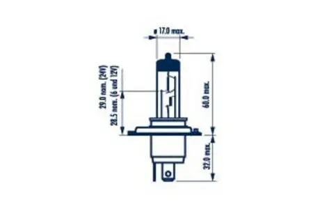Лампа розжарювання H4 12V 60/55W P43t STANDARD blister 1шт (вир-во Narva) NARVA 48881B1