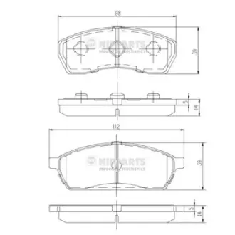 Комплект тормозных колодок, дисковый тормоз NIPPARTS J3607011