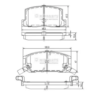 Комплект тормозных колодок, дисковый тормоз NIPPARTS J3612004
