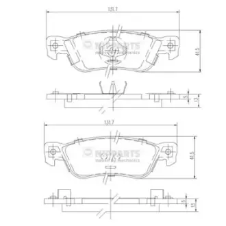 Комплект тормозных колодок, дисковый тормоз NIPPARTS J3619000