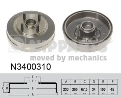 Тормозной барабан NIPPARTS N3400310