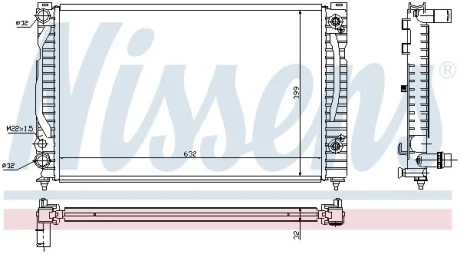 Радіатор охолодження двигуна A4 1.6i/1.8T/1.9TDI 95-05 AT (Øвпуск. 32/випуск. 32.5) NISSENS 60494