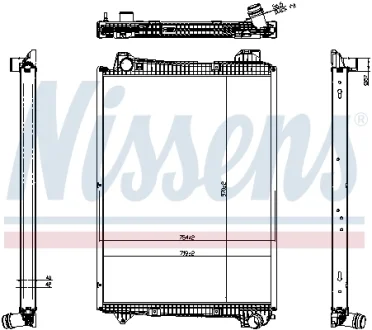 Радіатор двигуна (з рамою, низька) EURO 6 SCANIA G II, L, P II, R II, S DC07.108-OC13.104 09.16- NISSENS 606321