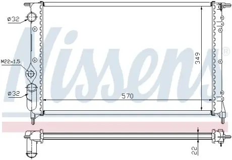 Радіатор охолодження RENAULT R 19 (88-) (вир-во Nissens) NISSENS 63925