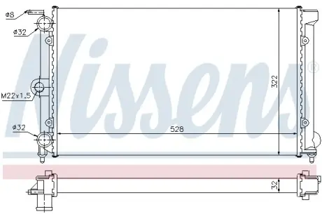 Радіатор охолодження VW PASSAT B2 (80-) 1.6-1.8 (вир-во Nissens) NISSENS 651111