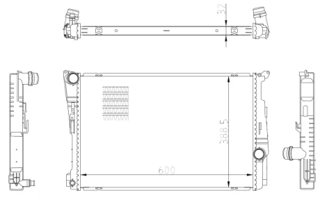 Радіатор охолодження BMW X3 (F25)/X4 (F26) 10-18 B47/N20/N47/N55/N57 NRF 59228