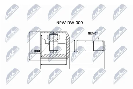 Шарнір рівних кутових швидкостей (ШРКШ), внутрішній NTY NPWDW000