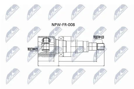 Комплект шарніру приводного валу внутр. правий FORD FOCUS I (вир-во) NTY NPWFR008