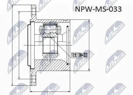 Шарнір рівних кутових швидкостей (ШРУС), внутрішній NTY NPWMS054
