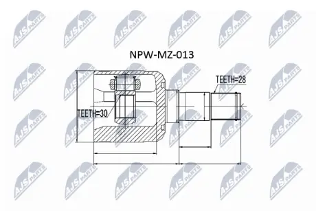 Шарнір рівних кутових швидкостей (ШРУС), внутрішній NTY NPW-MZ-013
