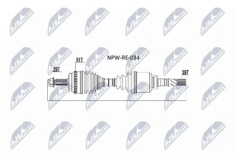Nty | | Піввісь прав renault master ii 2.5dci 01-, 770010298o NTY NPWRE034