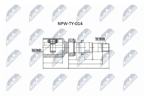 Шарнір рівних кутових швидкостей (ШРУС), внутрішній NTY NPW-TY-014