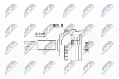 Шарнір рівних кутових швидкостей (ШРУС), зовнішній, комплект NTY NPZ-TY-098