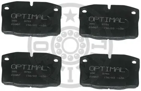 Комплект тормозных колодок, дисковый тормоз OPTIMAL 9751