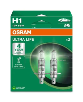 Лампа фарна H1 12V 55W P14,5s ULTRA LIFE (компл.) (вир-во) OSRAM 64150ULT2HB