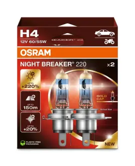 Лампа фарна H4 12V 60/55W P43t NIGHT BREAKER (+220%) компл. (вир-во) OSRAM 64193NB220-2HB