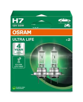Лампа (Набір 2шт) H7 12В 55Вт PX26D в 4 рази довший термін служби Ultra Life OSRAM 64210ULT2HB