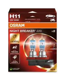 Лампа (Набір 2шт) H11 12В PGJ 19-2 NIGHT BREAKER 220, Білий 3700K OSRAM 64211NB2202HB
