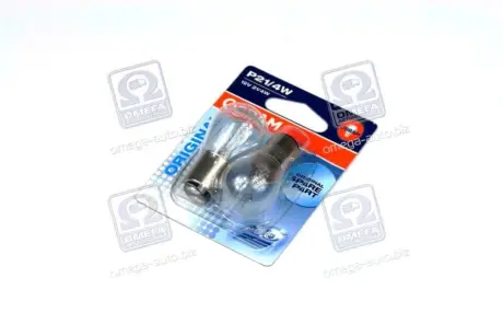 Лампа вспомогат. освещения Р21/4W 12V 21/4W ВАZ15d (2 шт) blister (пр-во) OSRAM 722502B