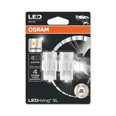 LED лампочка (упаковка-блістер 2шт) LED 12В 1,3Вт W3X16D без гомологічного сертифікату LEDriving SL, жовтий OSRAM 7505DYP2BL (фото 1)